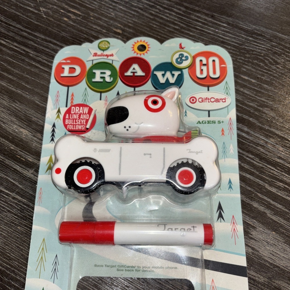 Draw & Go Target Gift Card 2013 Vintage Bullseye Dog‎ Bone Car Brand New Rare